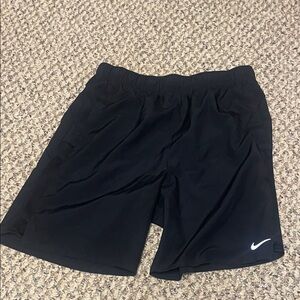 Nike Boys’ Black Athletic Shorts with White Swoosh